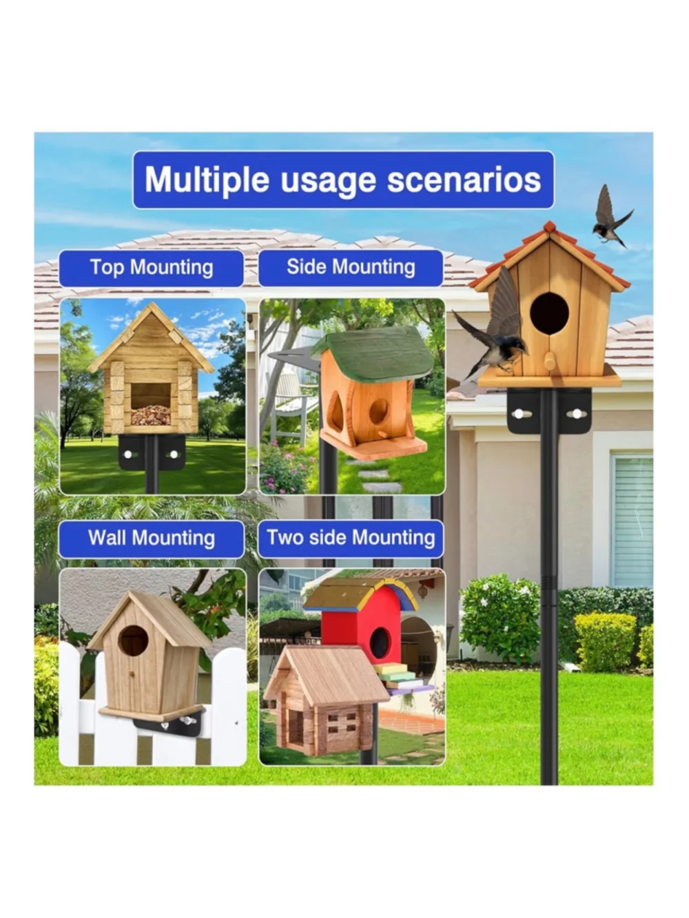 NEW 80” Adjustable Exterior Bird Feeder Pole House Pole Heavy-Duty Rustproof